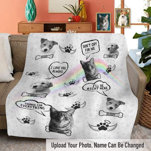Image of USA MADE Personalized Pet Photo Blanket | Don't Cry For Me I'm Ok Custom Photo Dog Blanket| Custom Pet Picture Throw| Pet Lover Gift