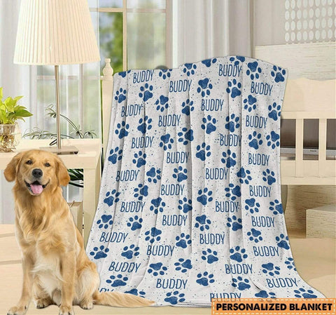 Image of USA MADE Personalized Pet Photo Blanket | Custom Paw Blanket For Dog, Cozy Plush Fleece Blanket| Custom Pet Picture Throw| Pet Lover Gift