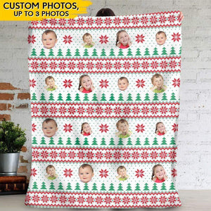 USA MADE Personalized Pet Photo Blanket | Christmas Dog Ugly Sweater Pattern Blanket| Custom Pet Picture Throw| Pet Lover Gift