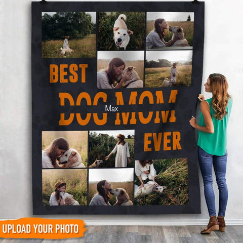 Image of USA MADE Personalized Pet Photo Blanket | Best Dog Mom Blanket, Best Dog Mom Gift| Custom Pet Picture Throw| Pet Lover Gift