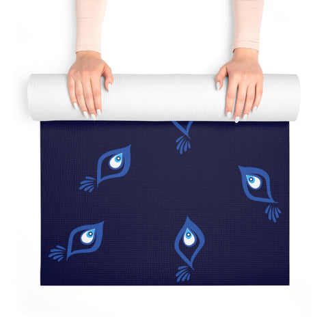 Image of Peacock Yoga Mat, Foam Yoga Mat, Art Yoga Mat, Blue Yoga Mat, Unique Yoga Mat