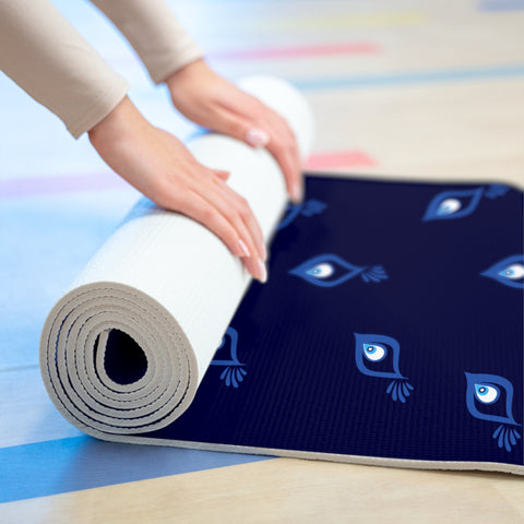 Image of Peacock Yoga Mat, Foam Yoga Mat, Art Yoga Mat, Blue Yoga Mat, Unique Yoga Mat