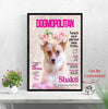 USA MADE Floral Dog Mopolitan Personalized Pet Poster Canvas Print | Personalized Dog Cat Prints | Magazine Covers | Custom Pet Portrait fro