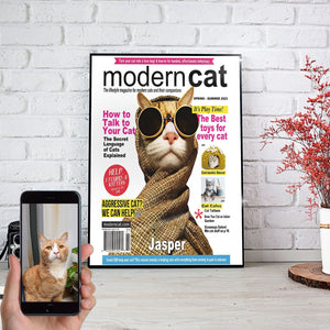 USA MADE Modern Cat Personalized Pet Poster Canvas Print | Personalized Dog Cat Prints | Magazine Covers | Custom Pet Portrait from Photo