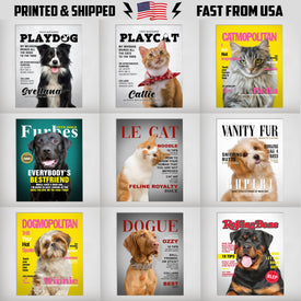 Personalized Pet Poster Canvas Print | Personalized Dog Prints | Magazine Covers | Custom Pet Portrait from Photo, Pet Lovers Gifts