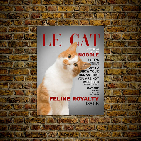 Image of A 'Le Cat' Personalized Pet Poster Canvas Print | Personalized Dog Cat Prints | Magazine Covers | Custom Pet Portrait from Photo | Personali
