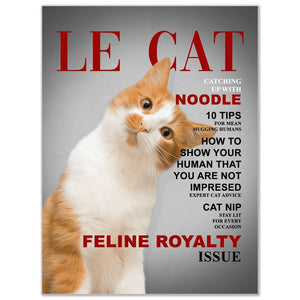 A 'Le Cat' Personalized Pet Poster Canvas Print | Personalized Dog Cat Prints | Magazine Covers | Custom Pet Portrait from Photo | Personali