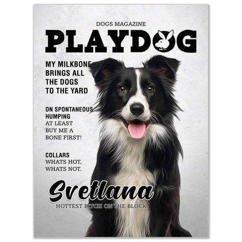 Image of A 'Playdog' Personalized Pet Poster Canvas Print | Personalized Dog Cat Prints | Magazine Covers | Custom Pet Portrait from Photo | Personal