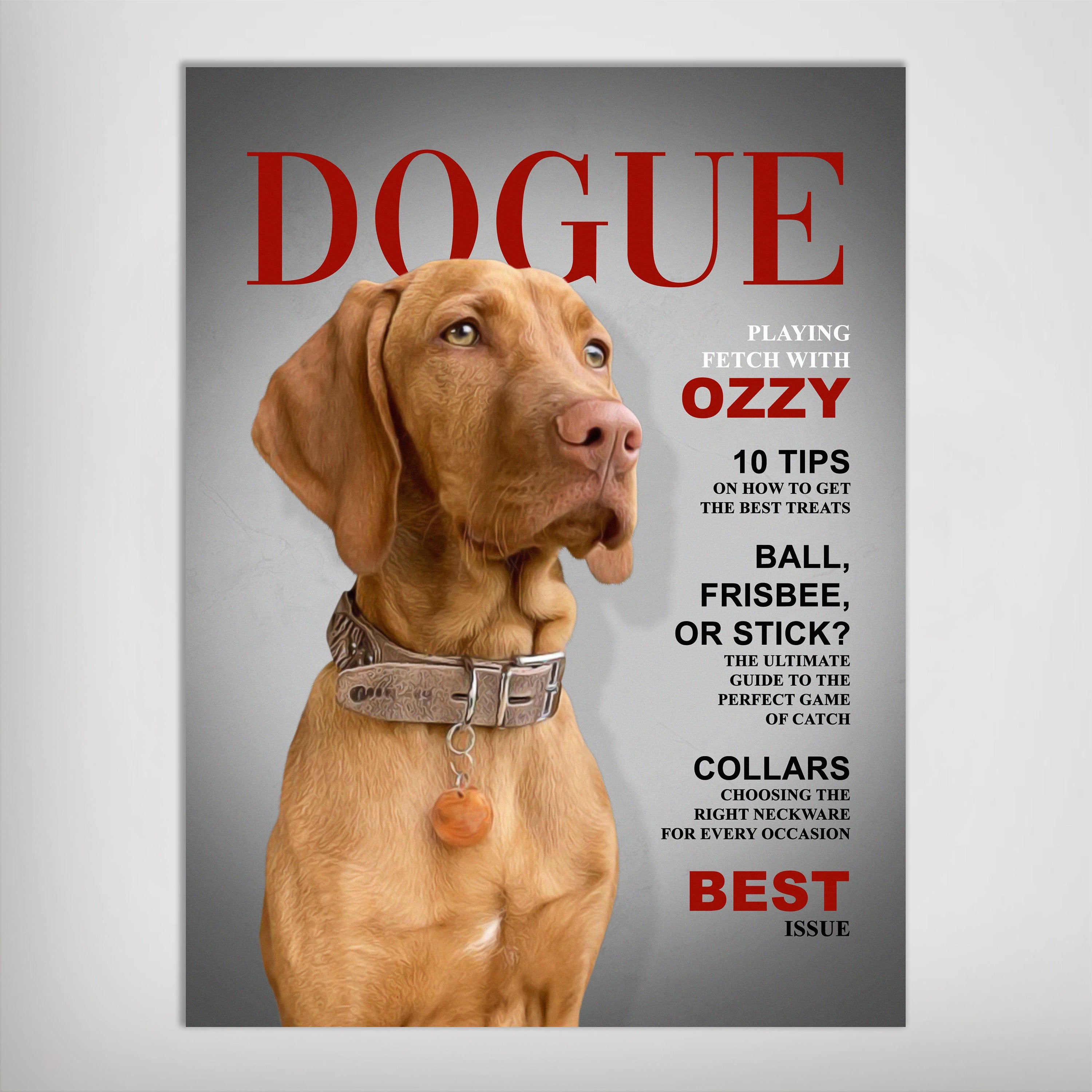 A 'Dogue' Personalized Pet Poster Canvas Print | Personalized Dog Cat Prints | Magazine Covers | Custom Pet Portrait Poster