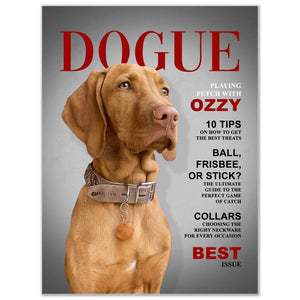 A 'Dogue' Personalized Pet Poster Canvas Print | Personalized Dog Cat Prints | Magazine Covers | Custom Pet Portrait from Photo |
