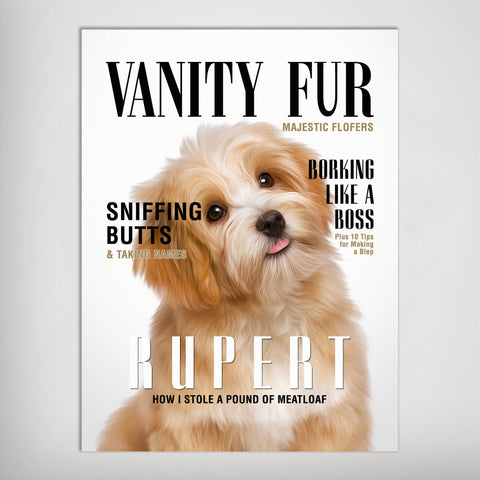 Image of A 'Vanity Fur' Personalized Pet Poster Canvas Print | Personalized Dog Cat Prints | Magazine Covers | Custom Pet Portrait from Photo | Perso