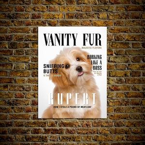 A 'Vanity Fur' Personalized Pet Poster Canvas Print | Personalized Dog Cat Prints | Magazine Covers | Custom Pet Portrait from Photo | Perso