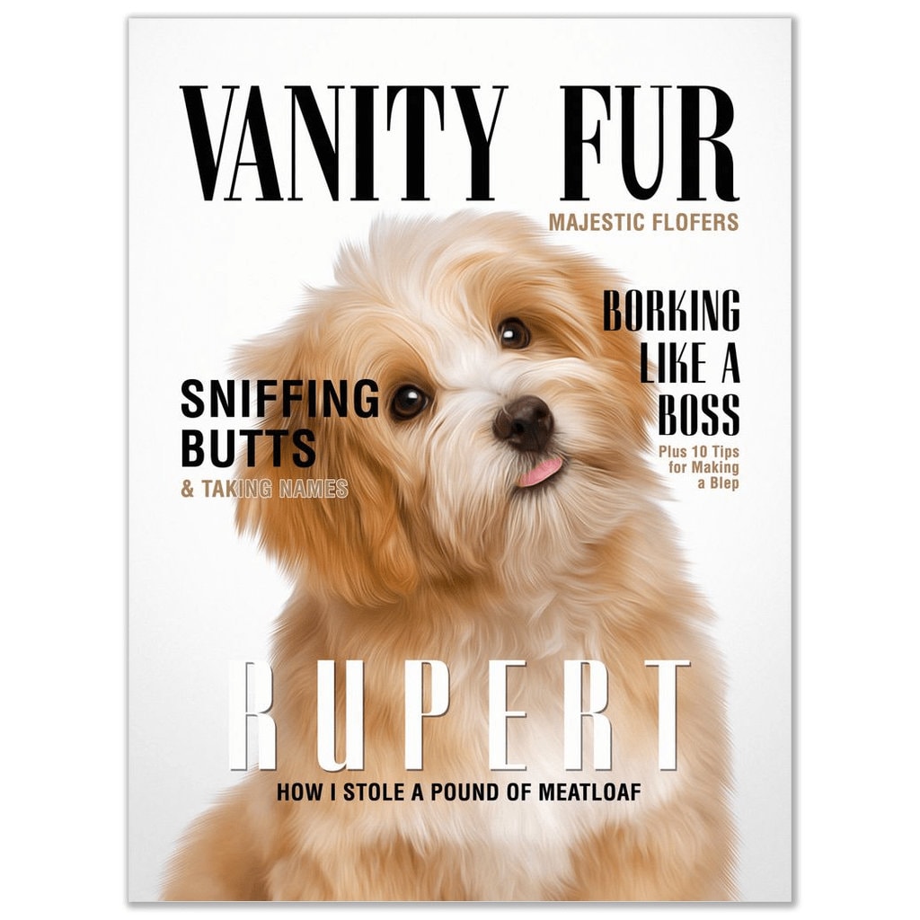 A 'Vanity Fur' Personalized Pet Poster Canvas Print | Personalized Dog Cat Prints | Magazine Covers | Custom Pet Portrait Poster