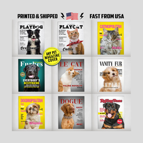 Image of Personalized Pet Poster Canvas Print | Personalized Dog Prints | Magazine Covers | Custom Pet Portrait from Photo | Personalized Gifts for D