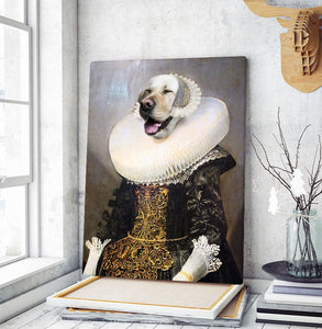 USA MADE Personalized Royal Pet Portrait | The Princess White Custom Pet Pawtrait Canvas, Poster, Digital Download
