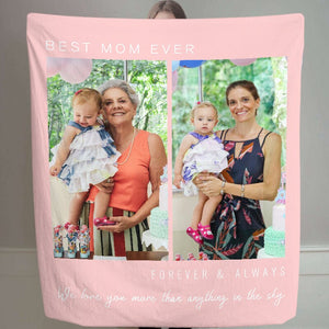 USA MADE Personalized Pet Blanket | Best Mom Ever Custom Pet Photo Blanket, Pet Photo Throw, Dog Cat Mom Dad Gifts | Custom Pet Lover Gifts