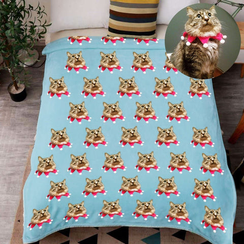Image of USA MADE Personalized Pet Blanket | Custom Multi Pet Head Blanket fr Original Pet Photo, Pet Photo Throw, Dog Cat Mom Dad Gifts Sherpa Minky