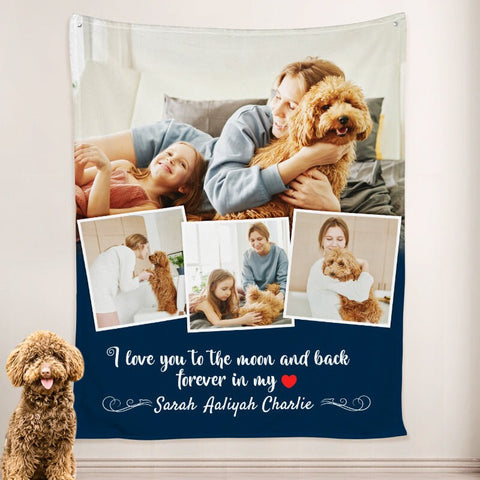 Image of USA MADE Personalized Pet Blanket | Photo Blanket Personalized with Pet Pictures, Custom Dog Blanket from Pet Photo, Pet Photo Throw blanket