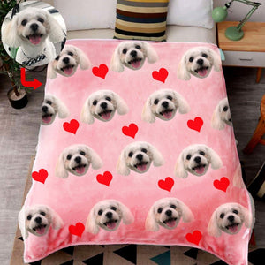 USA MADE Personalized Pet Blanket | Custom Print Dog/Cat on Blanket with Red Heart, Pet Photo Throw, Dog Cat Mom Dad Gifts | Custom Pet Love