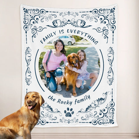 Image of USA MADE Personalized Pet Blanket | Custom Dog Blanket with Picture, Personalized Patterned Blanket with Name, Pet Photo Throw, Dog Cat Mom