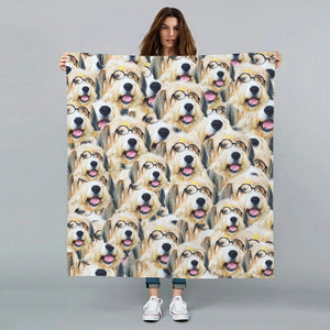 USA MADE Personalized Pet Blanket | Personalized Cat Face Blanket with Customized Picture of Your Dog for Pet Memorial Gift, Pet Photo Throw