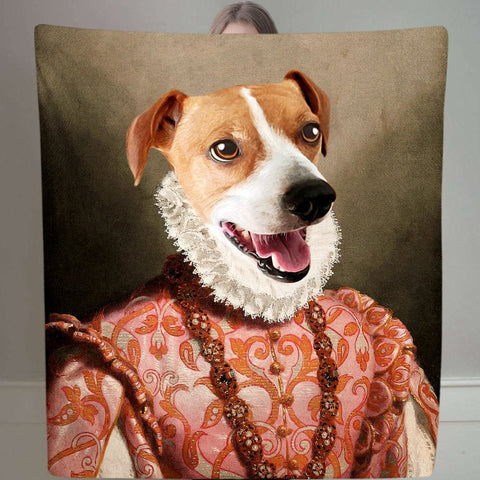 Image of USA MADE Personalized Pet Blanket | The Red Rose - Personalized Pet Renaissance Dog Blanket with Picture, Pet Photo Throw, Dog Cat Mom Dad