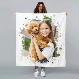 USA MADE Personalized Pet Blanket | Personalized Pet Portrait Blanket Custom Made Blanket with Your Dog's Picture, Pet Photo Throw, Dog Cat