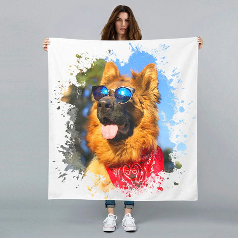 Image of USA MADE Personalized Pet Blanket | Personalized Pet Portrait Blanket Custom Made Blanket with Your Dog's Picture, Pet Photo Throw, Dog Cat