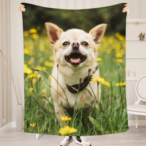 Image of USA MADE Personalized Pet Blanket | Custom Pet Print Fleece Blanket from Your Original Pet Photo, Pet Photo Throw, Dog Cat Mom Dad Gifts | C
