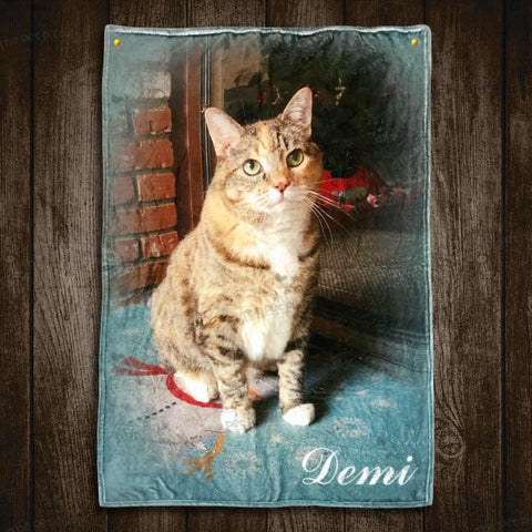 Image of USA MADE Personalized Pet Blanket | Custom Pet Print Fleece Blanket from Your Original Pet Photo, Pet Photo Throw, Dog Cat Mom Dad Gifts | C