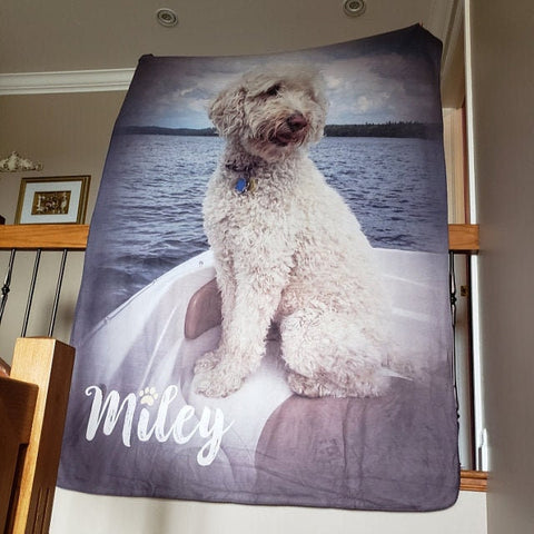 Image of USA MADE Personalized Pet Blanket | Custom Pet Print Fleece Blanket from Your Original Pet Photo, Pet Photo Throw, Dog Cat Mom Dad Gifts | C