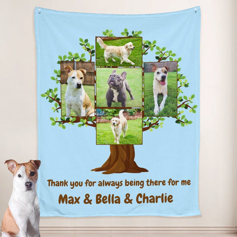 Image of USA MADE Personalized Pet Blanket | Custom Pet Photo Blanket with Picture Family Tree of Life Blanket Personalized, Pet Photo Throw, Dog Cat