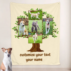 USA MADE Personalized Pet Blanket | Custom Pet Photo Blanket with Picture Family Tree of Life Blanket Personalized, Pet Photo Throw, Dog Cat