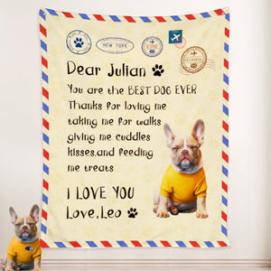USA MADE Personalized Pet Blanket | Personalized Handwritten Letter Blanket With Pet Photo for Pet Lovers, Pet Photo Throw, Dog Cat Mom Dad