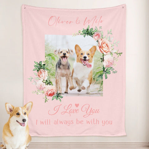 Image of USA MADE Personalized Pet Blanket | Custom Pet Memorial Blankets with Pictures, Personalized Dog Blankets for Sofa, Pet Photo Throw, Dog Cat