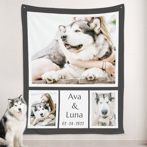 Image of USA MADE Personalized Pet Blankete | Pet Picture Blanket Personalized with the Name, Personalized Pet Gifts, Pet Photo Throw, Dog Cat Mom Da