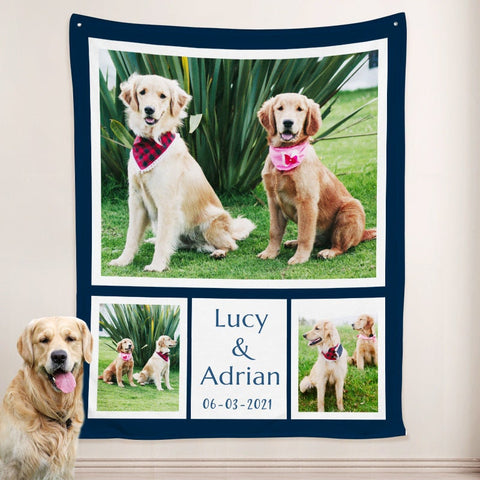 Image of USA MADE Personalized Pet Blankete | Pet Picture Blanket Personalized with the Name, Personalized Pet Gifts, Pet Photo Throw, Dog Cat Mom Da