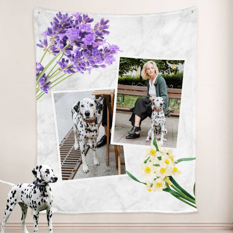 Image of USA MADE Personalized Pet Blanket | Personalized Dog Blankets with Names, Customized Pet Memorial Blankets with Photo, Pet Photo Throw, Dog
