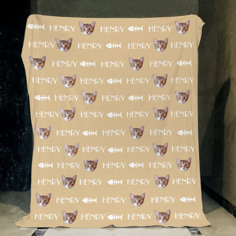 Image of USA MADE Personalized Pet Blanket | Paw Print Fleece Blanket Personalized Dog Blankets With Name, Pet Photo Throw, Dog Cat Mom Dad Gifts