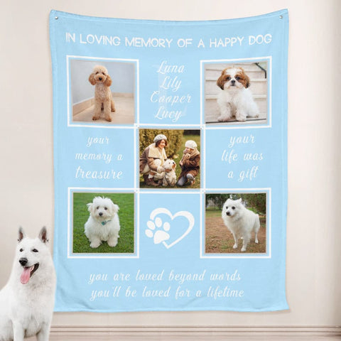 Image of USA MADE Personalized Pet Blanket | Personalized Dog Blankets with Name, Custom Blanket with Photo of Pet, Pet Photo Throw, Dog Cat Mom Dad