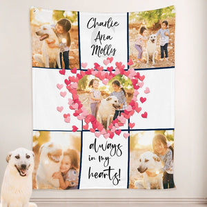 USA MADE Personalized Pet Blanket | Collage Blanket Pet Personalized Family Photo Blankets with Name, Pet Photo Throw, Dog Cat Mom Dad Gifts