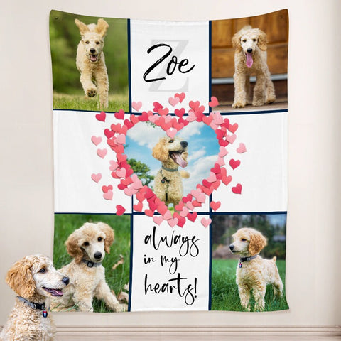 Image of USA MADE Personalized Pet Blanket | Collage Blanket Pet Personalized Family Photo Blankets with Name, Pet Photo Throw, Dog Cat Mom Dad Gifts