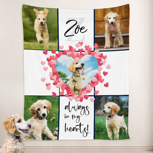 USA MADE Personalized Pet Blanket | Collage Blanket Pet Personalized Family Photo Blankets with Name, Pet Photo Throw, Dog Cat Mom Dad Gifts