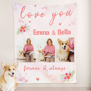 USA MADE Personalized Pet Blanket | Custom Dog Cat Blankets w/ Pet Photos, Personalized Pet Photo Collage Blanket, Minky Sherpa Fleece Throw
