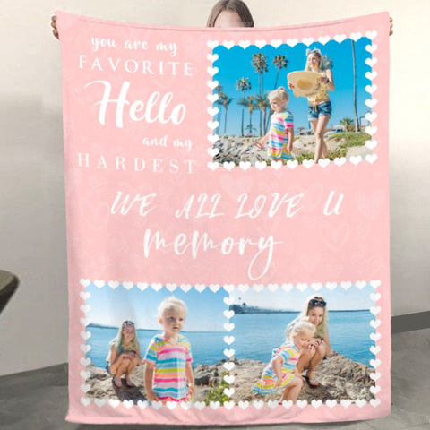Image of USA MADE Personalized Pet Blanket | We All Love U Custom Pet Family Memory Collage Blanket, Pet Photo Throw, Dog Cat Mom Dad Gifts | Custom
