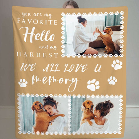 Image of USA MADE Personalized Pet Blanket | We All Love U Custom Pet Family Memory Collage Blanket, Pet Photo Throw, Dog Cat Mom Dad Gifts | Custom