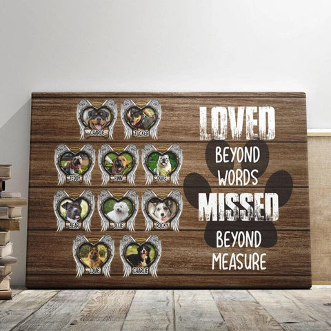 Image of USA MADE Personalized Canvas Prints, Custom Memorial Dog Gifts, Dog Sympathy, Pet Loss, Loved Beyond Words Missed Beyond Measure