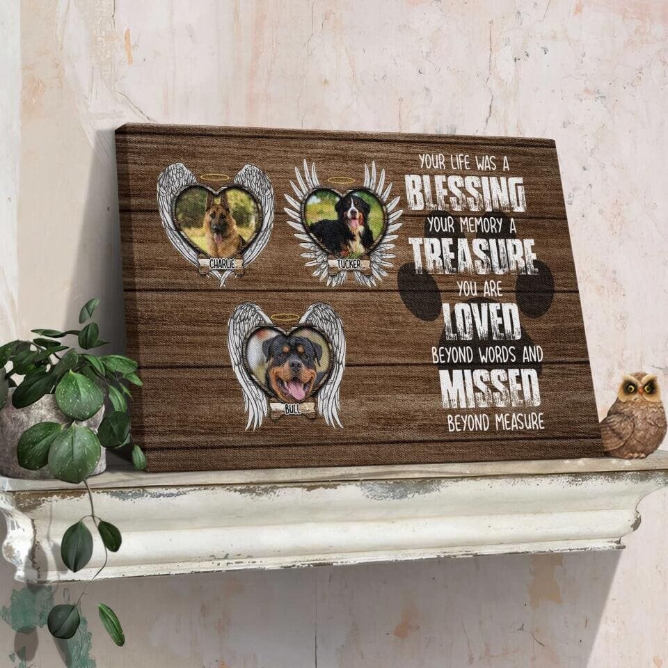 Personalized Pet Memorial Photo Canvas, Pet Rememberance Wall Art, Dog Loss Gifts, Pet Memorial Gifts, Custom Memorial Dog Gifts