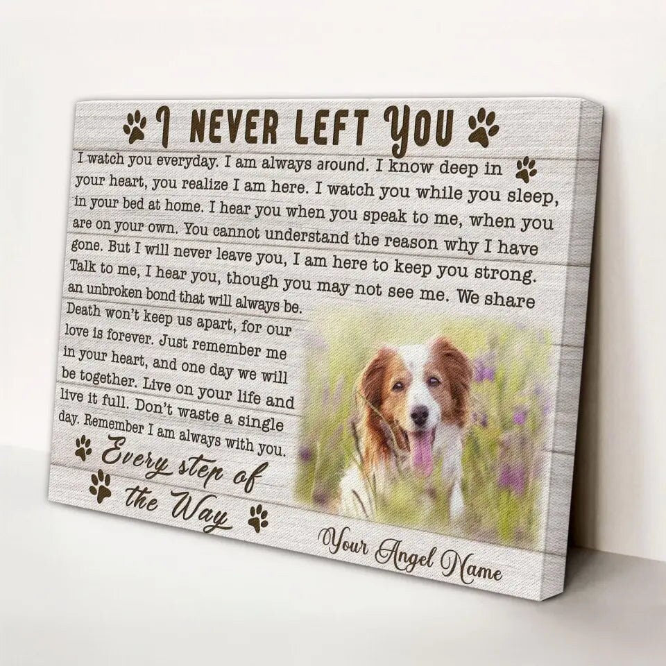 Personalized Pet Memorial Photo Canvas, I Never Left You Dog Cat Wall Art, Pet Sympathy Gifts, Gifts To Remember A Pet