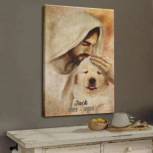 USA MADE Custom Canvas Prints Personalized Memorial Pet Photo Pet Portrait With Jesus
